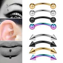 1/4 chiếc khuyên xỏ lông mày cong 16G bằng thép không gỉ mạ vàng 18K không gây dị ứng, khuyên rốn bằng sụn, khuyên rốn, khuyên môi 8mm 10mm, trang sức xỏ khuyên cơ thể cho nam và nữ - N044 - Xem 10
