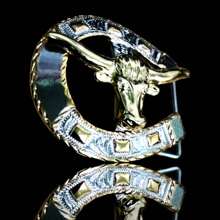 Thin Horseshoe Cowboy Buckle - Horseshoe Bull - View 1
