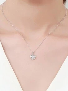 1 件青少年方晶锆石心形项链吊坠适合女孩日常装饰派对珠宝生日礼物 - 1# - 查看 6