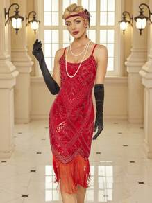 女士优雅 20 世纪 20 年代复古风格连衣裙、鸡尾酒会半正式舞会礼服、适合生日、婚礼嘉宾、毕业典礼、晚宴、返校节