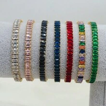1pc Adjustable Size Stainless Steel Zirconia Bracelet, Available In Multiple Colors For Women - Adjustable Bracelet - View 13