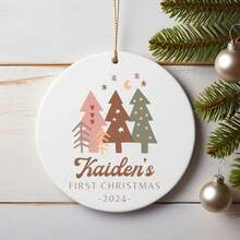 Boho Babys 1. Weihnachtsschmuck, Baby Erstes Weihnachtsgeschenk, moderner Babyschmuck, individueller Keramikschmuck (braun)