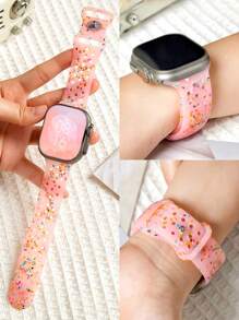 透气运动表带，兼容 38mm、40mm、41mm、42mm、44mm、45mm、49mm 表盘，男女通用，塑料软硅胶材质，彩色圆点孔设计，兼容 Series 11、10、9、8、7、6、5、4、3、2、1、SE、Ultra、3、2、1。 - 粉色 - 查看 3