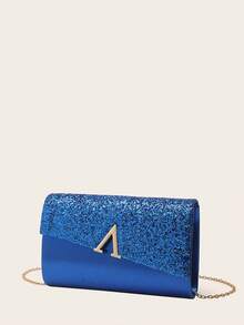 4 件装水钻首饰套装闪亮项链耳环手镯套装适用于婚礼手拿包女士晚宴闪光晚宴包信封手拿包婚礼派对新娘钱包 - 寶藍色 - 查看 6