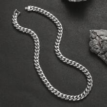 1 件男士不锈钢嘻哈简约时尚粗项链，6 毫米/8 毫米/10 毫米/12 毫米 - 銀色 - 查看 5