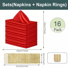 8/16/24pcs Napkins, Wedding Napkins Bulk, Decorative Elegant Dinner Napkins Square Table Napkins Decor, Silky Satin Cloth Napkins For Restaurant Banquet Graduation Party(43*43cm/17*17in) Back To School - Red - View 11