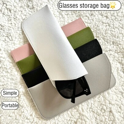 1pc Soft Glasses Bag Fashion PU Leather Eye Glasses Reading Glasses Pouch Cover Portable Eyeglasses Case Holder Glasses Case Holder Organizer Storage Eyeglass Case Protective Case Glasses Bag Sunglasses Pouch For Travel Vacation Cruise Summer Holiday Travelling Bag Travel Stuff Essentials For College Dorm Home School Travel Kit