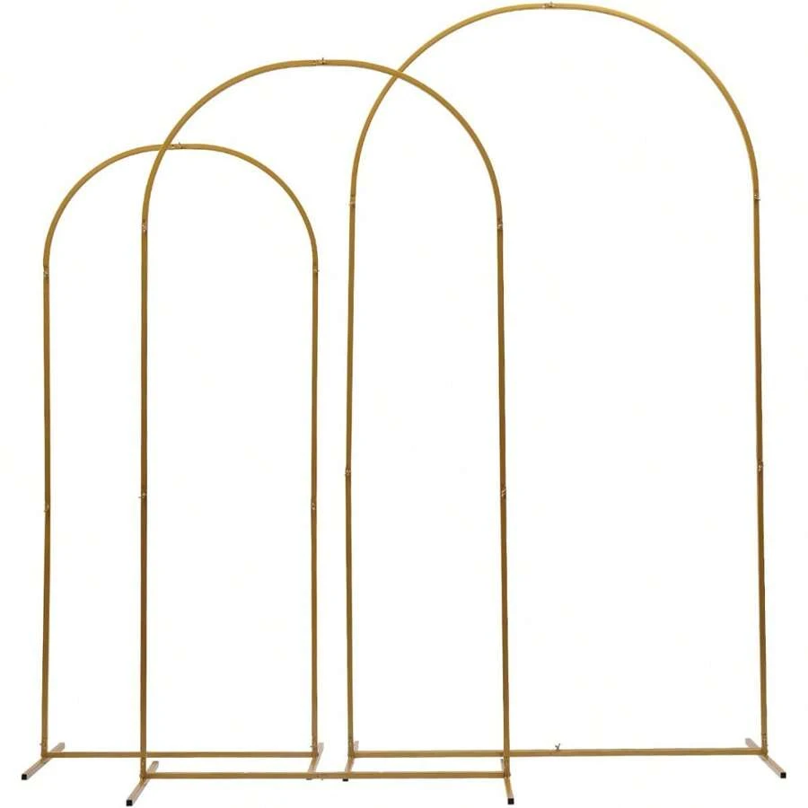 HOHOBLA LOYALHEARTDY-BTG Wedding Christmas  Arch Backdrop Stand Set Of 3 Metal Balloon Arch Stand Wedding Christmas  Arch Frame Floral Background Decoration For Parties Wedding Christmas  Birthday Baby Shower Ceremony Anniversary, 5.9/6.6/7.2FT (Gold)
