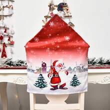 1pc/3pcs New Printed Velvet Chair Cover, Santa Claus, Snowman, Deer Pattern Chair Backrest Cover, Christmas Snowy House Chair Cover, Anti-Pollution And Dustproof Slipcover, Christmas Scene Party Decor, Suitable For Home, Kitchen, Dining Room, Farmhouse Decor, Party Decoration,Christmas