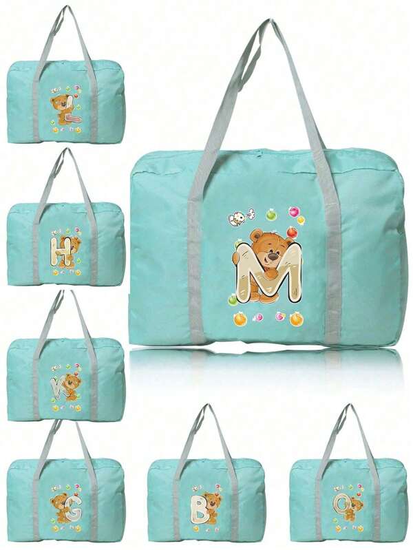 Travel Bags Folding Luggage Bag Airplane Bag Shoulder Bag Name Initials Letter Pattern Large Capacity Storage Bags Waterproof And Moisture-Proof Duffle Bags Handbag Organizer Towel Clothing Storage Bag Holiday Traveler Accessories Student Weekend Bag Yoga Fitness Bag Bag For School School Accessories School Stuff