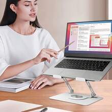 360° Metal Portable Laptop Tablet Stand Adjustable Holder For Desk Office Home - White - View 6