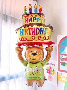 1 件超级熊蛋糕生日派对装饰铝膜气球