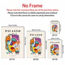 キャンバスポスター3枚セット ピカソ展示会の現代アートプリント 飾りなし ユニセックス ギフト ベージュ アブストラクト ヴィンテージ ミニマリスト ギフト対象 寝室・リビングルーム・廊下向けの理想的なギフト、ウォールアート、ウォールデコレーション、ウィンターデコレーション - マルチカラー - チェックする 2