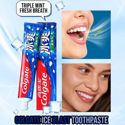 colgate Cooling Triple Mint Flavor Toothpaste, Breath-Freshening, Intense Coolness, Anti-Cavity, Strengthening Teeth, 1 Pc (120g/4.23 Oz )