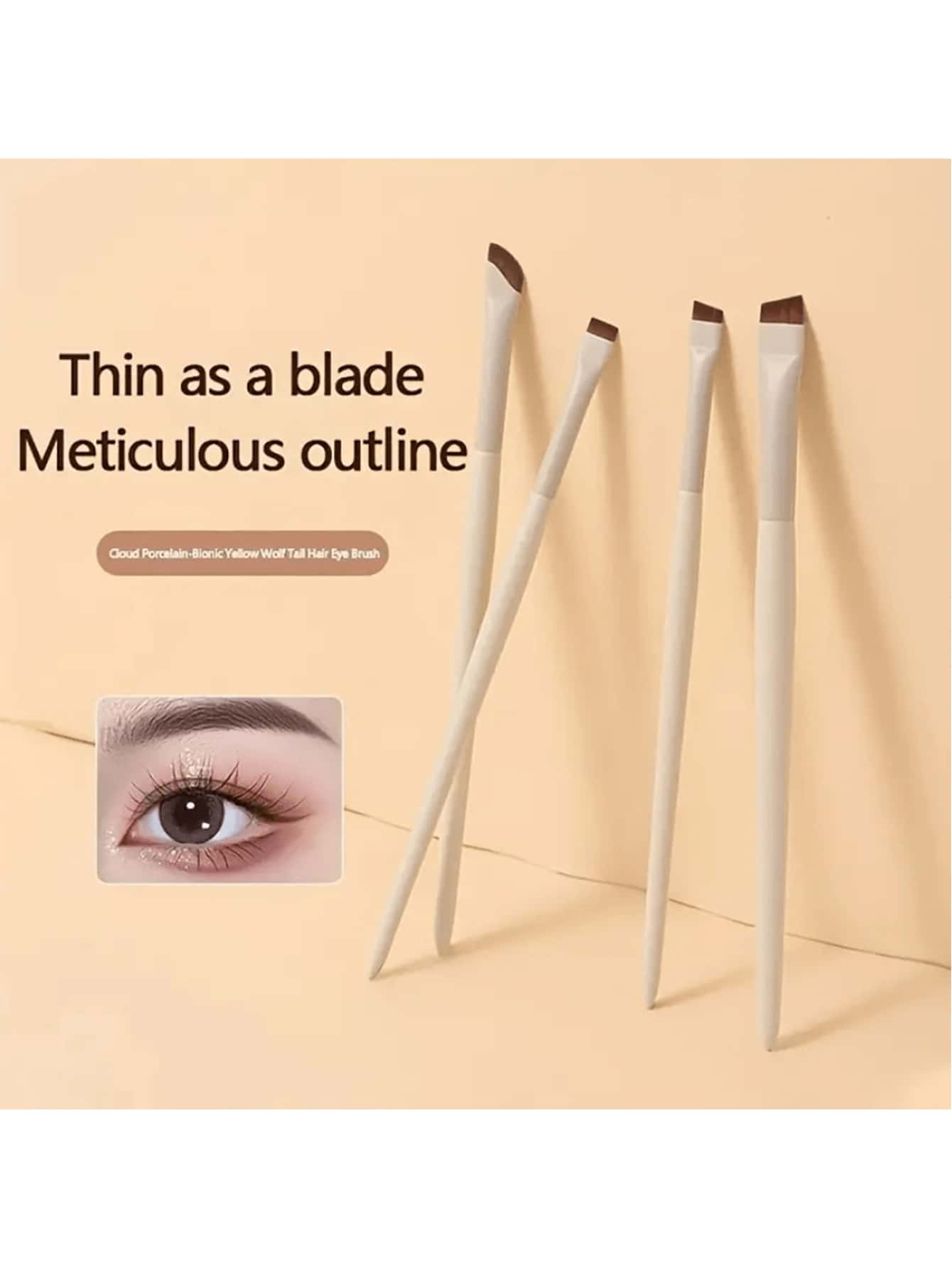 4 Stücke Pinselklingen Make-up Pinsel, ultra-dünne abgewinkelte Eyeliner und Augenbrauen Pinsel, ideal für Make-up Anfänger und Künstler