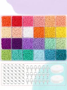 24 colores aproximadamente 9000 cuentas de vidrio opacas de 3mm, mosquetón de bucle abierto y cuerda elástica, color macaron y color Morandi, regalo de vacaciones de verano para hacer pulseras, collares y joyería DIY