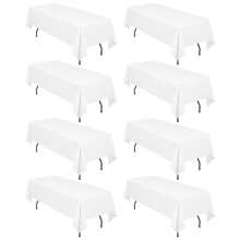 REWOMC 8 Pack Polyester Tablecloth 60 X 102 Inch, Rectangle Table Cloth For 6 Ft Tables, Stain And Wrinkle Resistant Washable Table Cover For Kitchen Wedding Banquet Restaurant Party Multiple Colors,Weddings Graduation Season Outdoor Events Entertain Guests - trắng - Xem 1