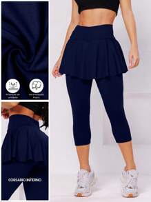 Corsario Skirt Ruffle High Waist Suplex Women's Comfort And With Wolfox - Màu xanh hải quân - Xem 3