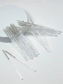 25 pièces Brosse à mascara jetable, brosse à sourcils en cristal, applicateur de mascara, outil d'extension de cils avec tête de brosse étroite et longue, convient pour l'extension de cils