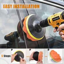 8pcs Car Foam Drill Buffing And Polishing Pad Kit, Compound Sponge And Wool Buffing Pads Cutting Buffing Pad Kit,Car Buffer Polishing Kit, Sponge Pad Kit For Car Auto Polish For Drill Buffing, Car Sanding, Polishing, Waxing, Cleaning Set - Multicolor - View 9