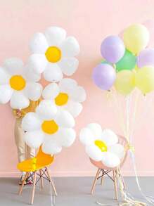 10pcs/Set Flower Shaped Balloon(2 Large, 3 Medium, 5 Small), 5pcs/Set S/M/L Sunflower Balloon, Oversized Floral Balloon For Photography Background Prop And DIY Balloon Decor Stickers, Multi-Option Daisy Foil Balloon Set For Fashion Party Decoration, Birthday, Wedding, Suitable For Party, Birthday, Gathering, Holiday Decor, Can Be Inflated With Helium Modern Floral Shaped Decoration Balloon