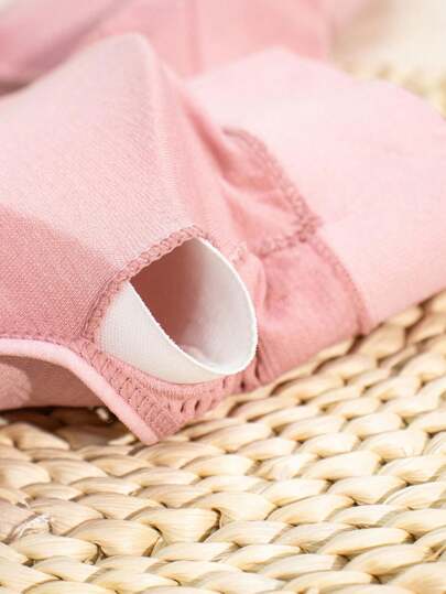 1pc Women Roze Zipper Front Padded Seamless Stretchy Sports BH view 8