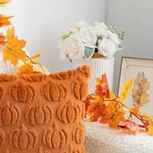 1 bucă husă de pernă de pluș de Halloween în formă de dovleac, potrivită pentru camera de zi, dormitor, toate anotimpurile