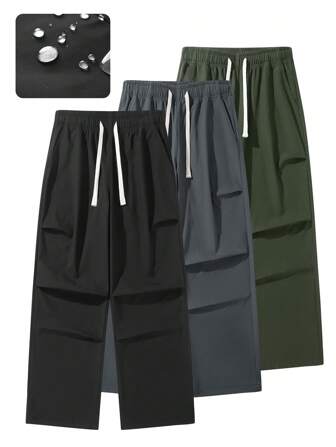 1 条男女通用抽绳腰纯色直筒裤，适合户外、徒步、骑行、运动