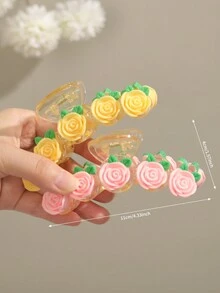 1pc Rose Flower Hair Claw, Suitable For Daily Wear - Multicolor - View 5