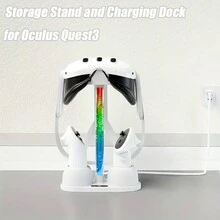 Handle Rainbow Charging Stand For Meta Quest 3 Helmet Colorful RGB Light Storage Glasses Stand For   Quest3 VR Accessories - White - View 12