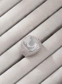 1 chiếc nhẫn hở mạ vàng 18K thời trang hip hop đính đá toàn bộ hình chữ cái tiếng Ả Rập dành cho nữ (chỉ có chữ cái tiếng Ả Rập) - Bạc - Xem 33