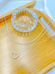 KIT 2 Choker Riviera Crystal + Women's Hollow Heart Necklace In 925 Silver Plated - Tyfanny Type - Bạc - Xem 3