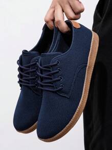 Men Fashion Sneakers Casual Shoes Minimalist Oxfords Slip On Flat Shoes Workout Breathable Loafers Business Dress Shoes - 藏蓝色 - 查看 1