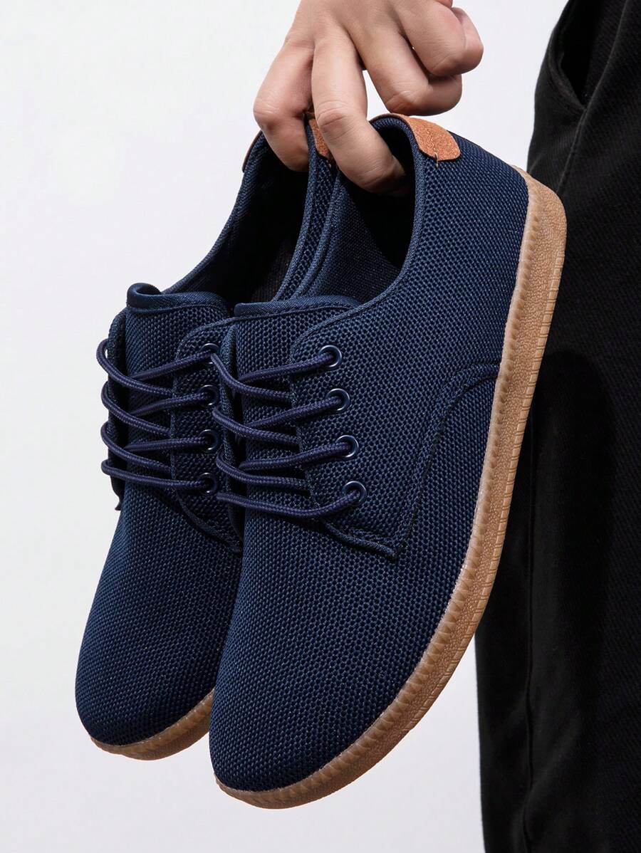 Men Fashion Sneakers Casual Shoes Minimalist Oxfords Slip On Flat Shoes Workout Breathable Loafers Business Dress Shoes - 藏蓝色 - 查看 1