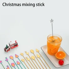 1 que trang trí quầy bar cocktail bằng thép không gỉ 304 Giáng sinh, que khuấy trà sữa cà phê cocktail bằng kim loại, que khuấy quầy bar Giáng sinh, dùng ngoài trời, cắm trại - Nhiều màu - Xem 1