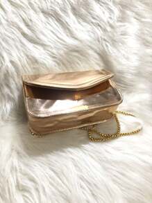 New Arrival Mini Party Bag Metallic Mirrored Cell Phone Holder Coin Purse With Gold Chain - 香檳色 - 查看 5
