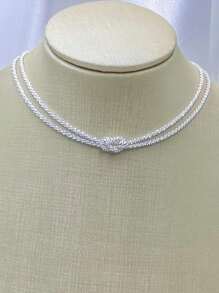Double Knot Choker Necklace 925 Silver Plated - Plateado - Ver 1