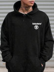 Back Print Hoodie Men Vintage Oversized Sweatshirt Men's Gothic Black Streetwear 400g - Black - View 3