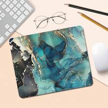 小方形鼠标垫，大理石纹理防滑橡胶底座，趣味鼠标垫，适用于桌上无线电脑鼠标、笔记本电脑、办公室、家居装饰、适合女性和女孩的可爱办公用品礼物，10.2"X8.3"X0.08" - 彩色 - 查看 6
