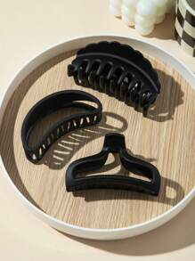 3入組時尚幾何造型大號髮鉗,強力固定下巴髮夾,蝴蝶髮夾髮鉤時尚髮飾,適用於休閒場合的女性厚髮