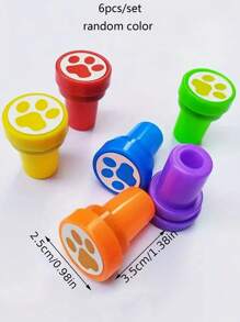 Set de 6/12 sellos con huella de pata con tinta automática, mini set de sellos de pata de perro de colores, ideal para maestros, motivación y regalos de fiesta, mini artículos de oficina y regalos de fiesta - Multicolor - Ver 3