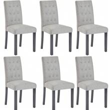 VECELO Tufted Dining Room Chairs Set Of 6, Parsons Diner Chairs Upholstered Side Kitchen Chairs With Solid Wood Legs And Padded Seat - 灰色 - 查看 1