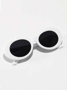 1pc Unisex Round Beach Fashion Glasses, Fashionable And Versatile Halloween Basics Fall Winter Women Outfits Clothes Business Casual Gifts For Summer Beach Vacation,Outdoor,Travel