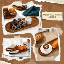 1pc Grote serveerschaal van palissanderhout, multifunctioneel voor dessert, ontbijt, sushi, gebakken goederen, snacks, fruit, geschikt voor thuiskeuken, restaurant, bakkerij, patisserie, keukenbenodigdheden, verschillende vakantiedessertdisplays