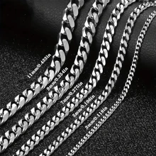 1pc Unisex Titanium Steel Polished Cuban Link Necklace, Hip-Hop Style Chain Necklace