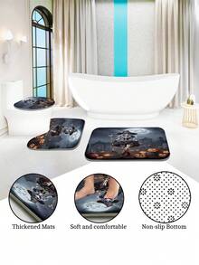 1 cái/4 cái Đồ trang trí phòng tắm đa năng Halloween, Rèm phòng tắm chống thấm nước có 12 móc, Thảm tắm chống trượt, Thảm bồn cầu hình chữ U và Vỏ bồn cầu tròn, Bộ phòng tắm sử dụng cho mọi tình huống - Nhiều màu - Xem 8
