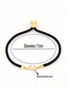 1件时尚创意不锈钢A-Z，26个英文字母手绳，可自由调节大小手，女生日常佩戴首字母手链 - 彩色 - 查看 4