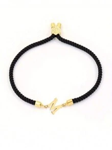 1件时尚创意不锈钢A-Z，26个英文字母手绳，可自由调节大小手，女生日常佩戴首字母手链 - 彩色 - 查看 6