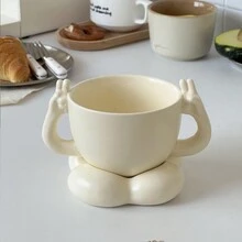 Unique Creative Pear-Shaped Ceramic Coffee Mug And Saucer Set, Cute Birthday Gift For Coffee Lovers - Multicolor - View 11
