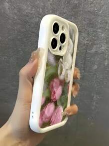 Ốp điện thoại TPU họa tiết hoa táo mùa hè tương thích với dòng iPhone 7/8/X/XS/11/12/13/14/15 - Ốp bảo vệ họa tiết hoa hồng đẹp, chống bụi, thanh lịch, vừa vặn, mềm mại - trắng - Xem 3